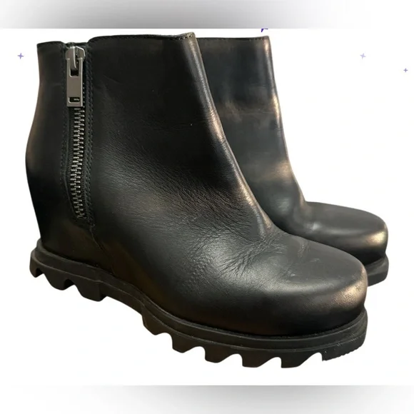 Sorel Joan of Arctic Wedge III Women's 5.5 Zip ankle/Chelsea Boot Black leather - Picture 1 of 9